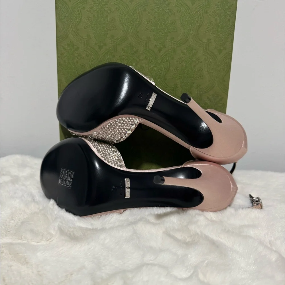 Gucci Blush Crystal-Studded Heels - Picture 5 of 6